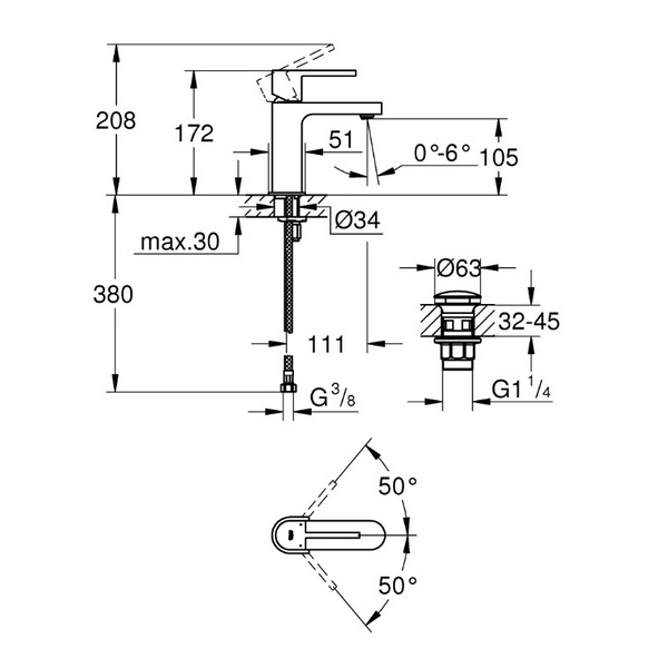 Змішувач для умивальника Grohe Plus S (33163003)