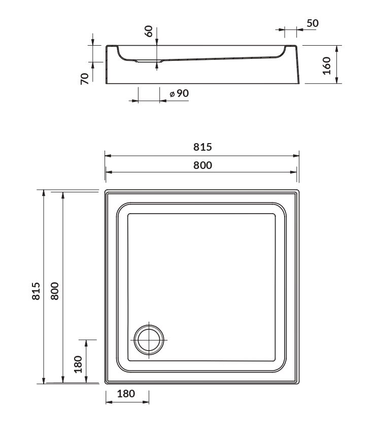 Душевой поддон Cersanit Tako 80x80x16см (S204-011)