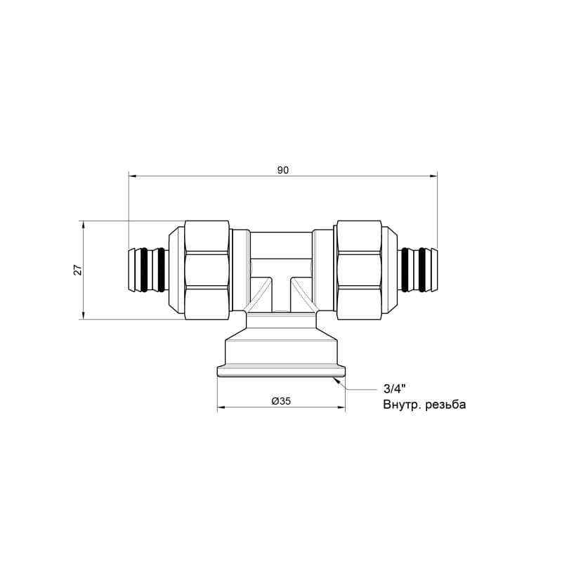 Тройник обжимной Icma №548 20х3/4"х20 ВР (81548REBQ06)