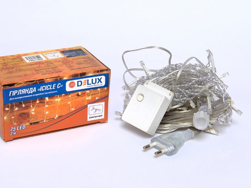 Гірлянда внутрішня Delux Icicle C 75LED IP20 білий 2х0,7м (90017983)