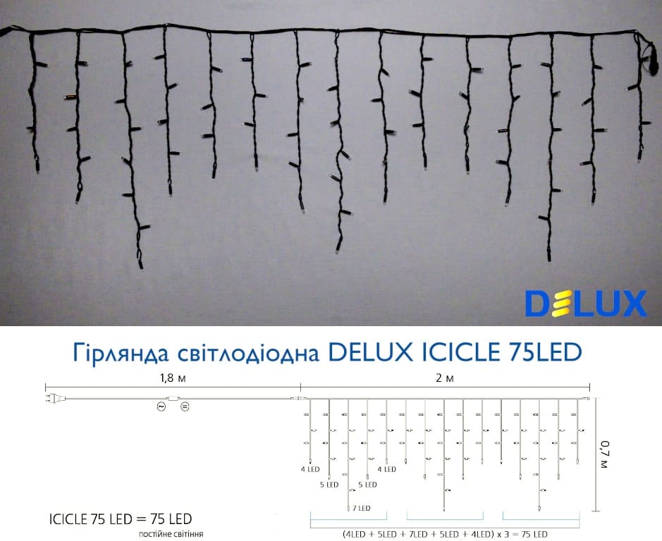 ó  Delux Icicle 75LED 2x0,7 IP44  (90020896)