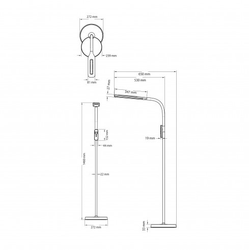 Фото торшер horoz electric norman-c с подставкой с зарядкой черный 1,46м (046-005-0015-020)