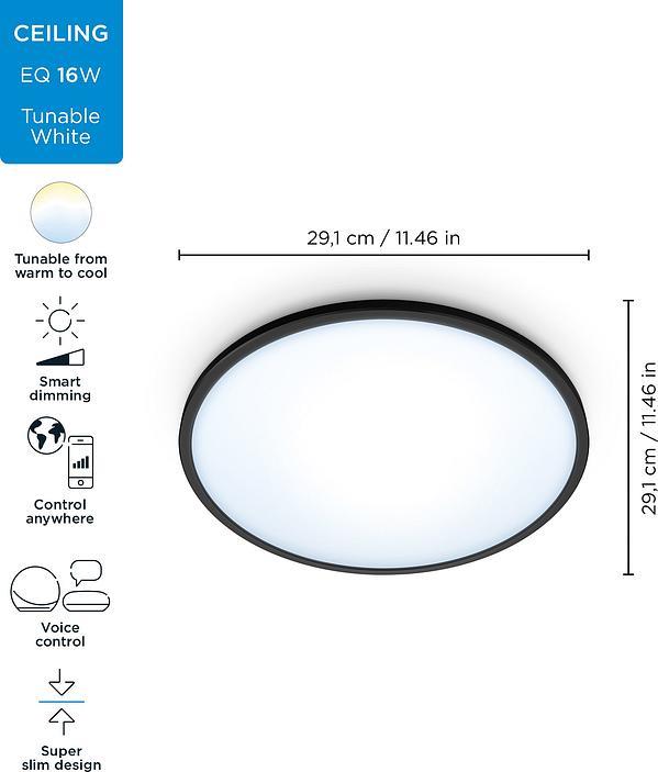 Фото потолочный светильник wiz smart superslim ceiling 16w 1500lm 29,2см 2700-6500k wi-fi (929002685201)