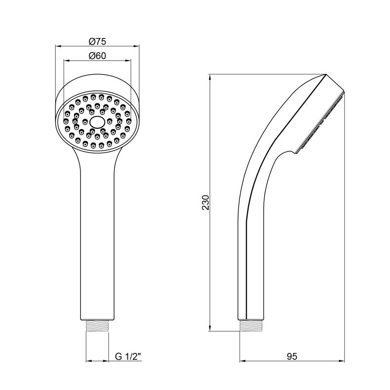 Лійка для душу Qtap Rucni d75мм (QTRUCA075O1ZCG)