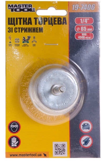 Щітка торцева Mastertool 1/4" 65мм (19-7406)