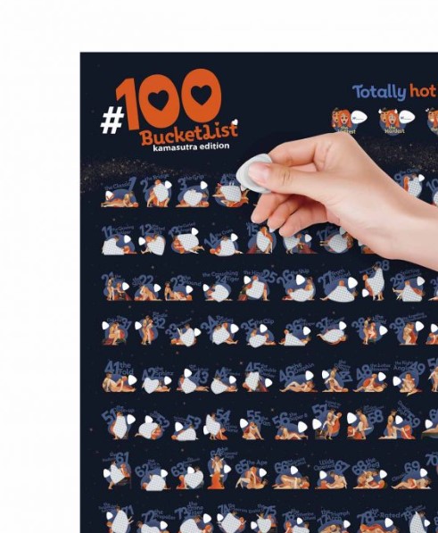 Фото скретч постер #100 bucketlist kamasutra edition в раме на английском языке (100kf)