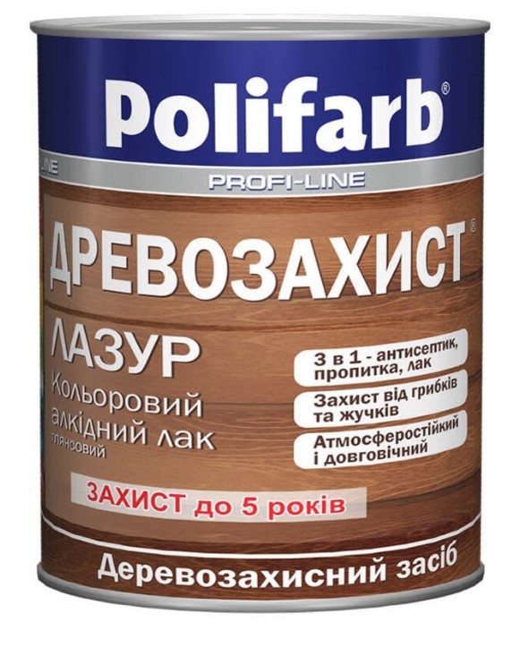 Лазур для деревини алкідна Polifarb Древозахист горіх 0,7кг