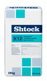 Клеящая смесь для плитки Shtock К12 усиленная, 25кг