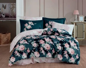 Фото комплект постельного белья hobby exclusive sateen adriana черный/темно-розовый 200х220см евро (54537)