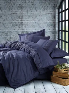 Комплект постільної білизни Cotton Box Ранфорс з вишивкою Enzo Lacivert 200x220см (CB_010077574)