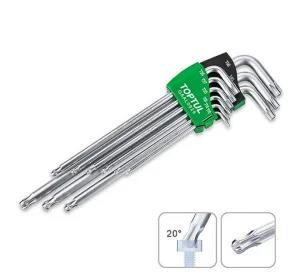 Набір ключів TORX TOPTUL T10-T50 9шт супердовгих з отвором та кулею (GAAL0928)