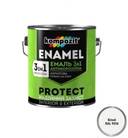 Эмаль антикоррозийнная Kompozit PROTECT 3в1 белая 10кг