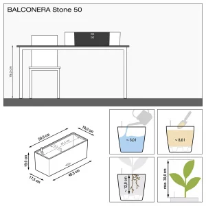 Вазон Lechuza Balconera Stone 50 пісочно-бежевий 50x19x19см 8л (15651)