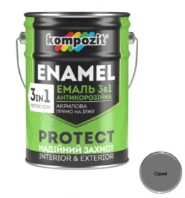 Эмаль антикоррозийнная Kompozit PROTECT 3в1 серая 10кг