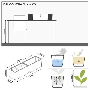 Вазон Lechuza Balconera Stone 80 пісочно-бежевий 79x19x19см 12л (15661)
