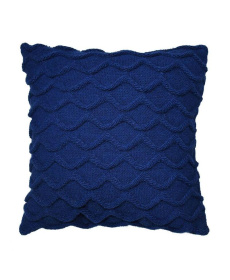 Фото подушка декоративная прованс волны вязаная синяя 33х33см (027422)