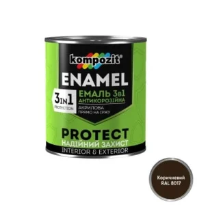 Емаль антикорозійна Kompozit PROTECT 3в1 коричнева 0,75кг