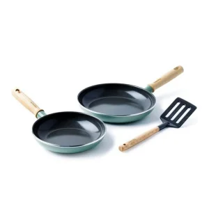 Фото набор сковородок greenpan mayflower, 20и24 см с керамическим покрытием, и лопатка с прорезями (cc001570-001)