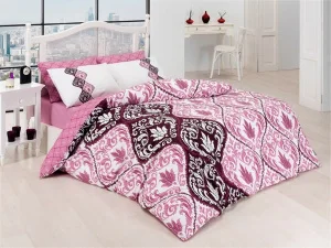 Комплект постільної білизни Majoli ранфорс Barok v2 Pembe 200x220см (BT_01007846)