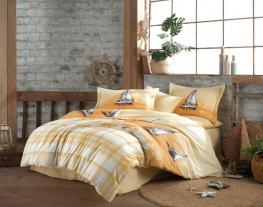 Фото комплект постельного белья hobby poplin maritim желтый 160x220см полутораспальный (54445_1,5)