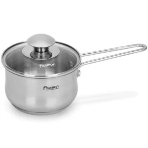 Ківш Fissman GULLIVER 12x7,5см, 0,8л, зі скляною кришкою нержавіюча сталь (5410)