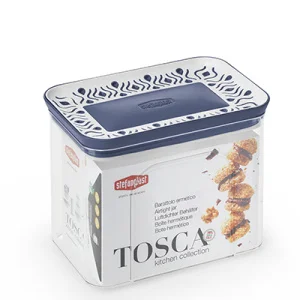Ємність для зберігання продуктів Stefanplast Tosca прямокутна біло-синя 15,5х10х12см 1,2л (55601)
