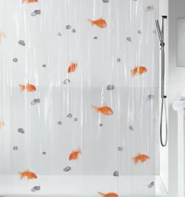 Фото шторка для ванной spirella goldfish pvc оранж 180x200см (10.00097)