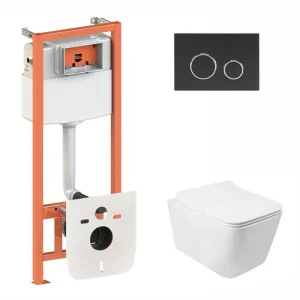 Комплект інсталяція Qtap Nest з панеллю змиву круглою (QT05335170W0133M425M11V1146MB)