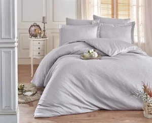 Комплект постільної білизни Hobby Exclusive Sateen Diamond Damask сірий 200х220см євро (138131)