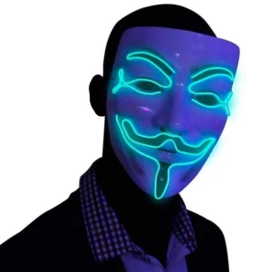 Фото неоновая маска uft led mask 2 blue гая фокса с подсветкой (uftmask2blue)