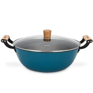 Фото кастрюля fissman seagreen 32x12,5см, 8л со стеклянной крышкой эмалированный чугун с антипригарным покрытием (4016)