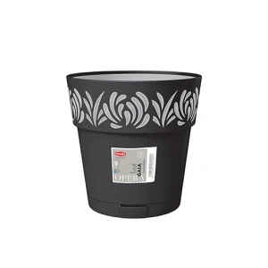 Фото горшок с автополивом stefanplast opera gaia круглый графит/светло-серый 25х25см 7,5л (88503)