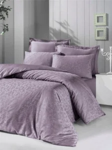 Комплект постільної білизни VICTORIA Deluxe Jacquard Sateen RIMMA ліловий 200x220см євро (48818_2,0)