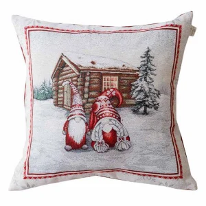 Подушка декоративна Прованс Snowfall Пара гномів біля хатинки 45x45см (023810)