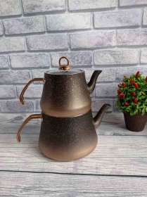 Фото двухъярусный чайник o.m.s. 8200 с гранитным покрытием 3 предмета (oms 8200-xl-bronze)
