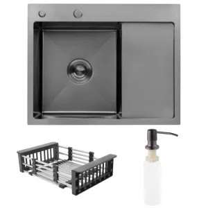 Кухонна мийка Kroner KRP Schwarze 6350LHM PVD (CV031322)
