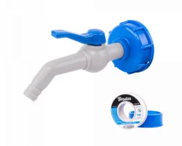 Набор Bradas IBC кран 1/2, соединение для шланга 13мм PP 45, гайка IBCS60x6, PTFE лента IBCS60-GTM451213