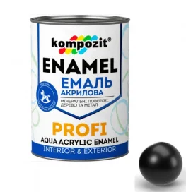 Эмаль акриловая Kompozit PROFI черная глянцевая 10л