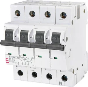 Автоматичний вимикач ETI 10 3p+N D 20А 10kA (2156717)