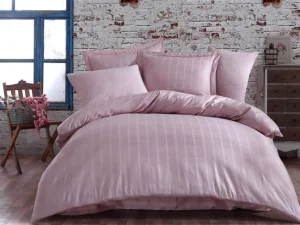 Комплект постільної білизни Hobby Exclusive Sateen Diamond Ekose пудровий 200х220см євро (45924)