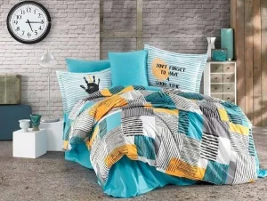 Комплект постільної білизни HOBBY Poplin Bermuda бірюзовий 160x220см півтораспальний (42961_1,5)