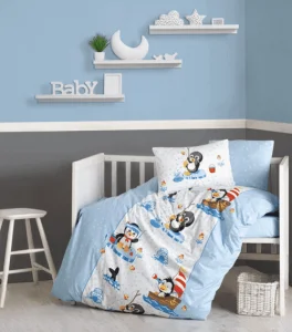 Комплект постільної білизни Cotton Box Penguen Mavi 100x150см (CB_08007796)