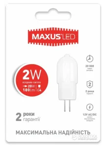 Фото лампочка maxus 1-led-208 g4 2w 4100k 12v ac/dc