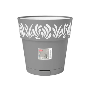 Фото горшок с автополивом stefanplast opera gaia круглый серый/белый 30х29см 11,8л (88601)