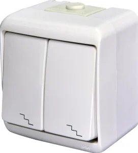 Вимикач двоклавішний ETI VHE-7 IP54 білий (4668006)