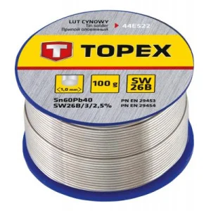 Припій TOPEX 60% олова 1,0мм 100г (44E522)