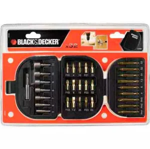 Набір бит Black+Decker Phillips, Pozidriv, Slotted, Torx, Square, 32 шт, кейс (A7094)