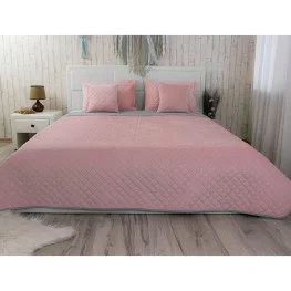 Фото покрывало руно велюр 150x220см (360.55_pink and grey ромб)