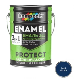 Эмаль антикоррозийнная Kompozit PROTECT 3в1 синяя 10кг