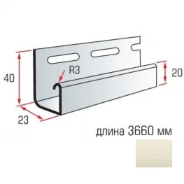 Планка J-trim Альта-Профиль BlockHouse SLIM кремовый 3,66м